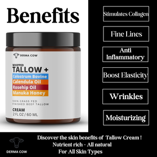 Tallow Cream+ Colostrum,Calendula,Rosehip,Manuka Honey - 2oz