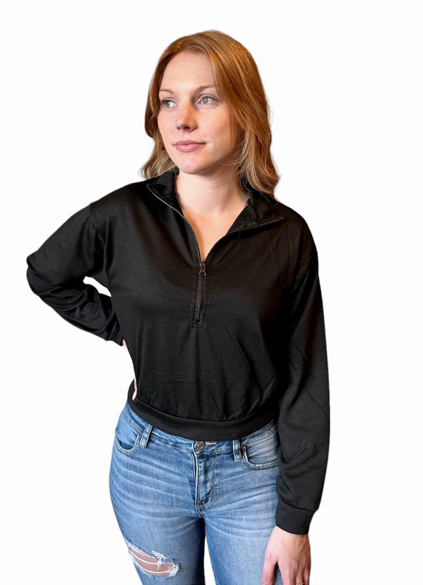Quarter Zip French Terry Top – Queens & Castles Boutique