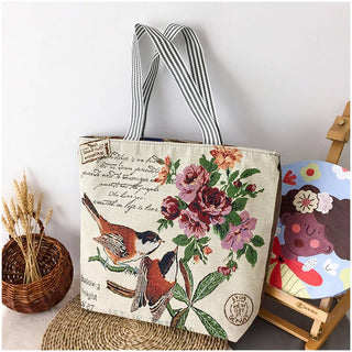 LARGE CAPACITY ETHNIC STYL CANVAS SHOULDER TOTE BAG