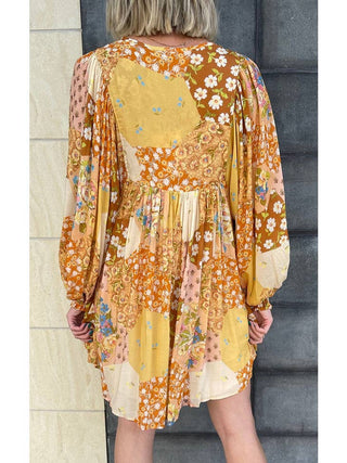 Babydoll Floral Buttoned Dress