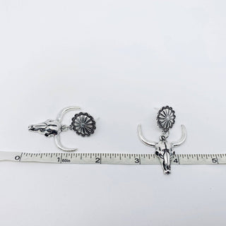 Metal Skull Bull Head Pendant Earring