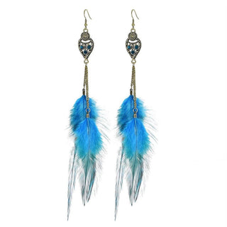 Long Feather Tassel Dangle Earrings