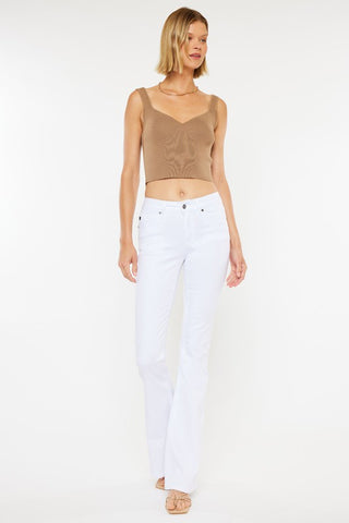 Mid Rise White Kan Can Flare Jeans