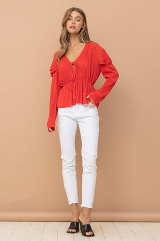 Red Ruffle Top