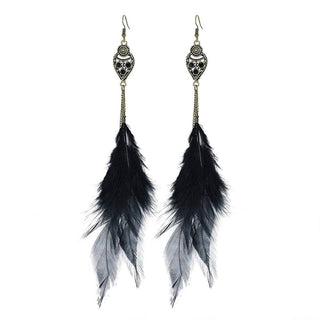 Long Feather Tassel Dangle Earrings