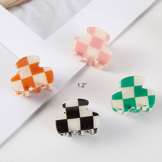 Checker Small Hair Claw Clip Set