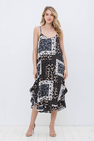 Black Paisley Midi Dress