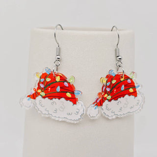 Acrylic Christmas Santa Hat Earrings