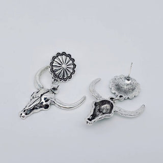 Metal Skull Bull Head Pendant Earring