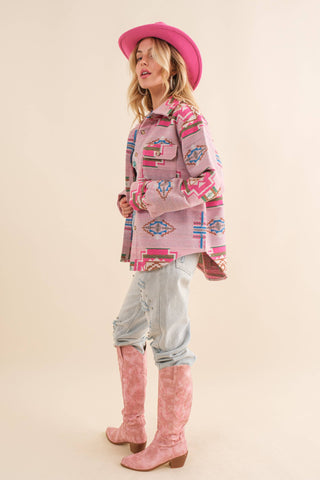 Pink Aztec Shacket