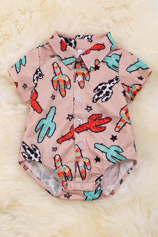 CACTUS BUTTON UP BABY BOY ONESIE