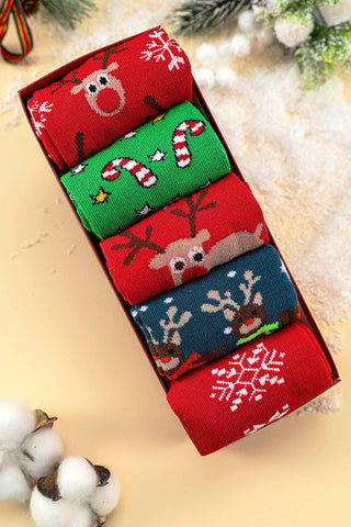 Reindeer Socks Set of 5 pairs