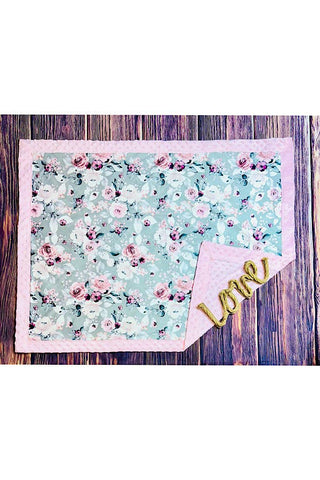 Pastel Floral Print Minky Baby Blanket