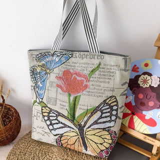 LARGE CAPACITY ETHNIC STYL CANVAS SHOULDER TOTE BAG