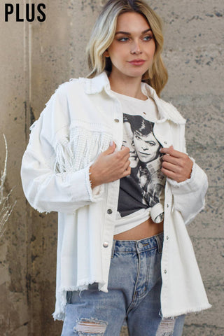 White Widow Fringe Denim Jacket