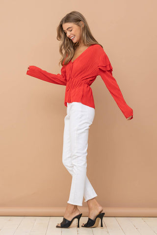 Red Ruffle Top