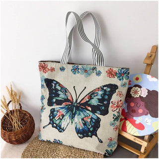 LARGE CAPACITY ETHNIC STYL CANVAS SHOULDER TOTE BAG