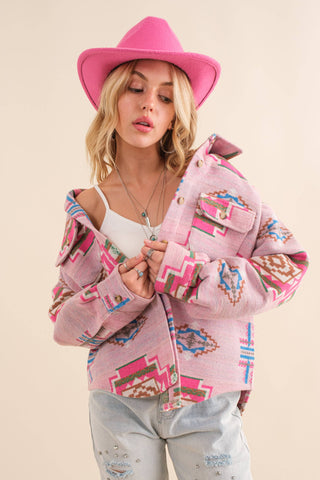 Pink Aztec Shacket