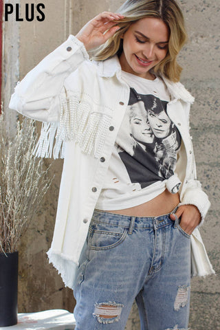 White Widow Fringe Denim Jacket