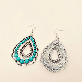 Rhinestone Turquoise Tear Drop Earrings