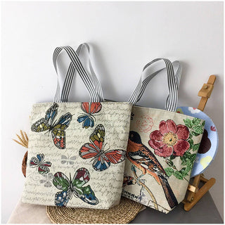 LARGE CAPACITY ETHNIC STYL CANVAS SHOULDER TOTE BAG