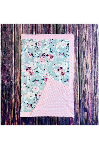 Pastel Floral Print Minky Baby Blanket