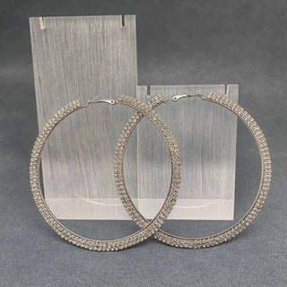 Rhinestone & Silver Hoops