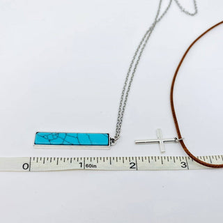 Western Rectangle Pinestone Pendant Necklace
