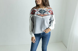 A Little Bit of Everything Aztec Embroidered Pullover