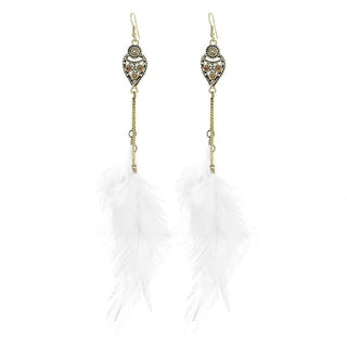 Long Feather Tassel Dangle Earrings