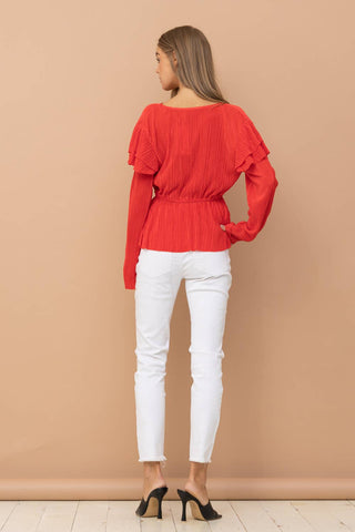 Red Ruffle Top