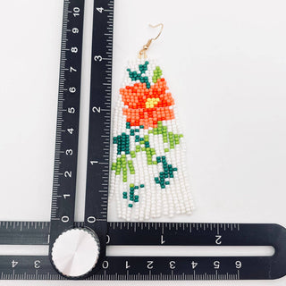 Rose Seed Beads Tassels Dangle Earrings - BJ/SB