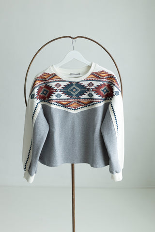 A Little Bit of Everything Aztec Embroidered Pullover