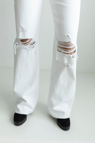 KanCan High Rise White Flares