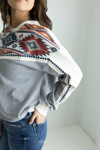 A Little Bit of Everything Aztec Embroidered Pullover