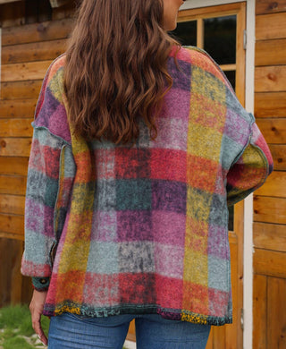 Multicolor Checked Buttoned Shacket