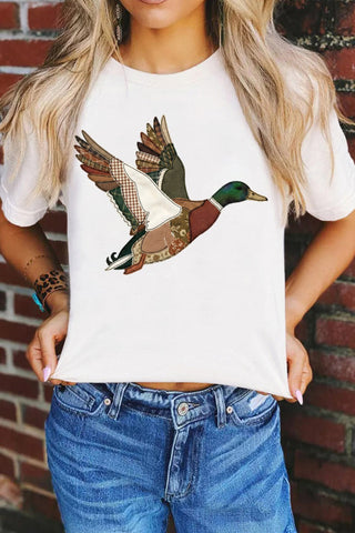 Flying Mallard Faux Patchwork Printed T Shirt