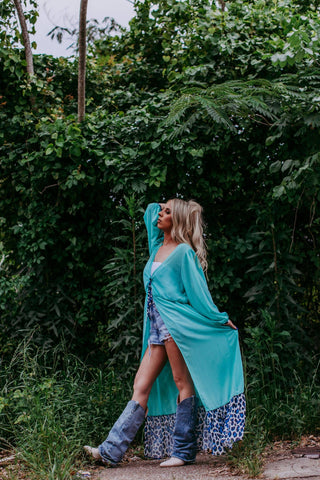 Blue Me Away Chiffon Kimono