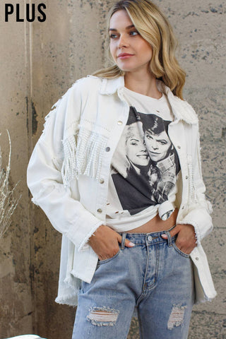 White Widow Fringe Denim Jacket