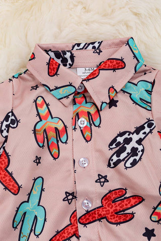 CACTUS BUTTON UP BABY BOY ONESIE