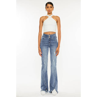 KanCan Front Slit Straight Jeans