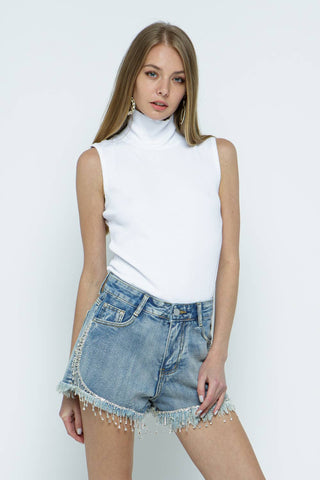 Rhinestone Denim Short