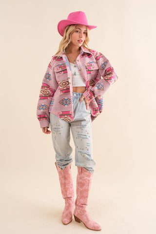 Pink Aztec Shacket