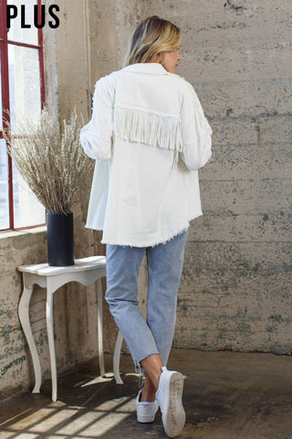 White Widow Fringe Denim Jacket