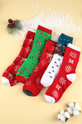 Reindeer Socks Set of 5 pairs