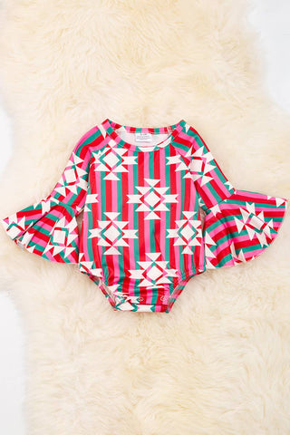 Pink Aztec Printed Baby Girl Onsie