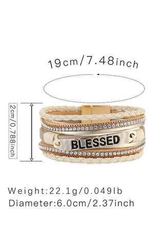 BLESSED Rhinestone Braided Buckle Bracelet