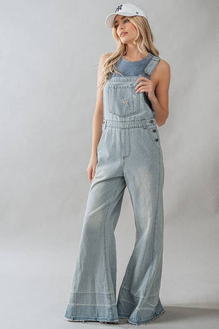 Distressed Bell Bottom Overalls