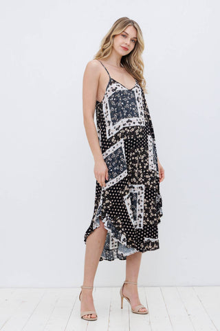 Black Paisley Midi Dress