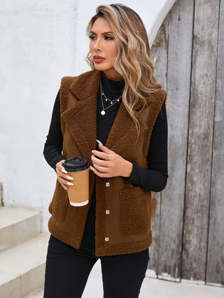 Corduroy collar and suede vest jacket